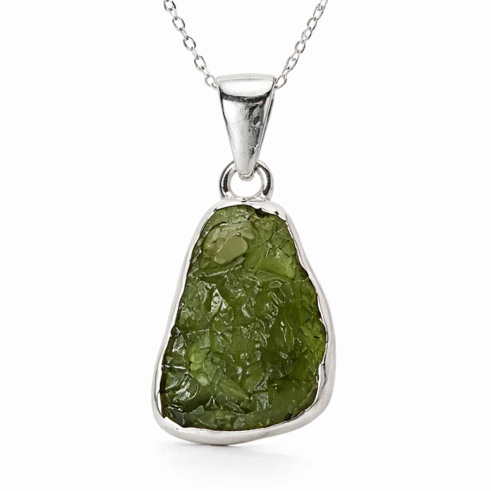 Colier Moldavit Brut Neuniform Argint 925 – Energie Intensa si Claritate [1]