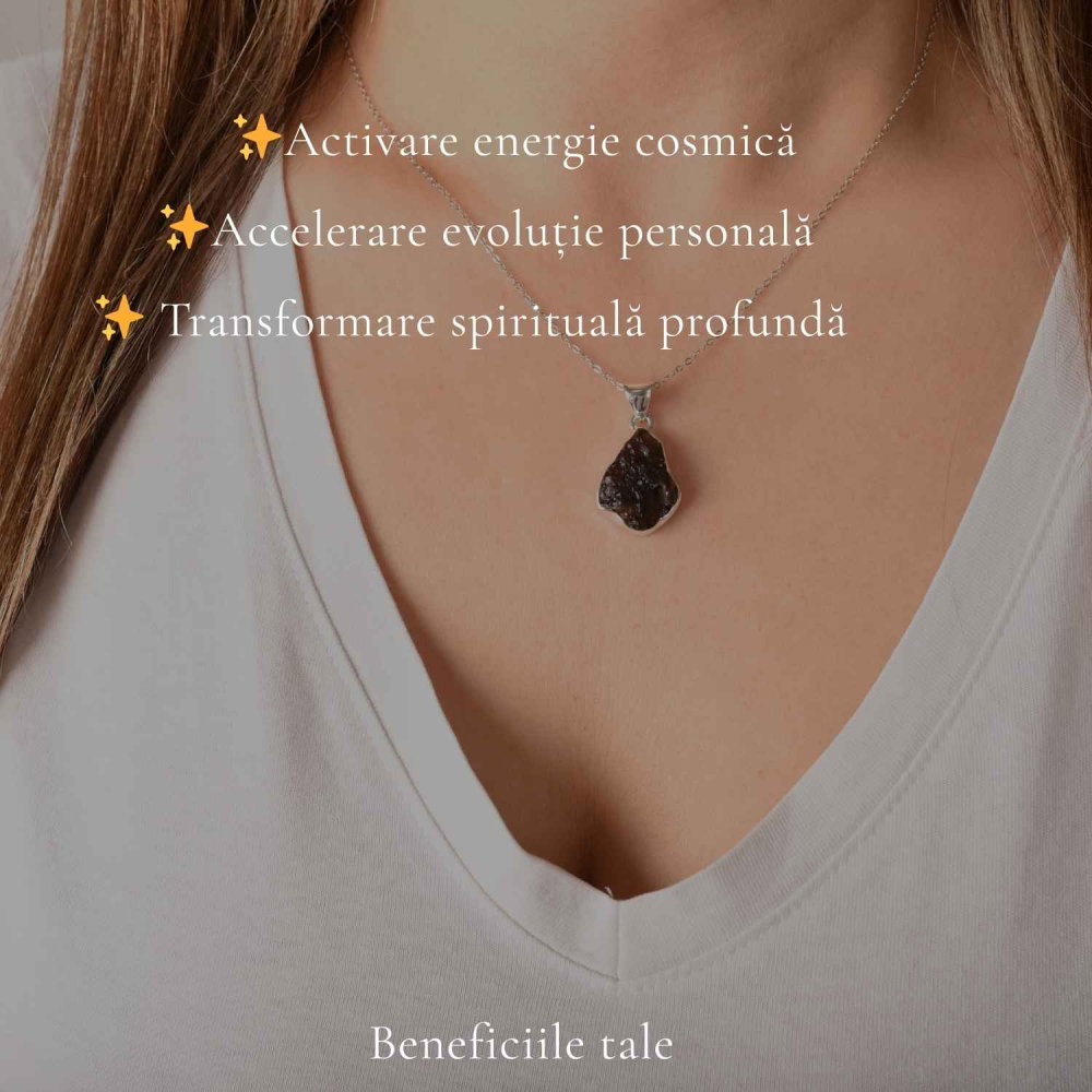 Colier Moldavit Brut Neuniform Argint 925 – Energie Intensa si Transformare [3]