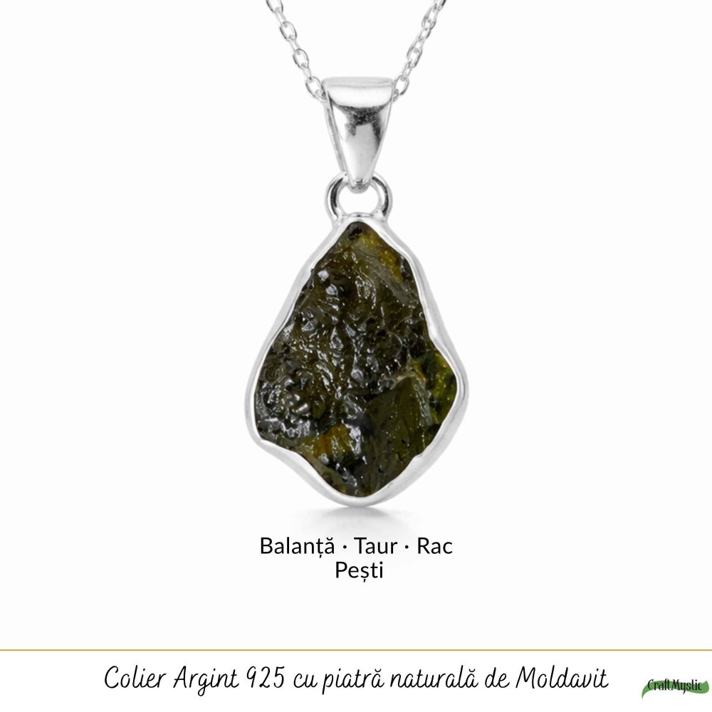 Colier Moldavit Brut Neuniform Argint 925 – Energie Intensa si Transformare [5]