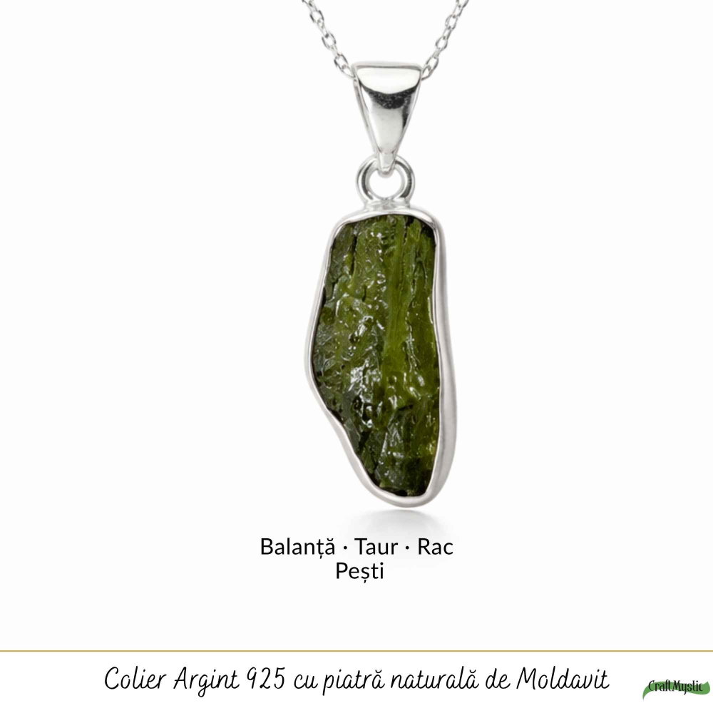 Colier Moldavit Brut Neuniform Argint 925 – Claritate si Transformare Autentics [5]