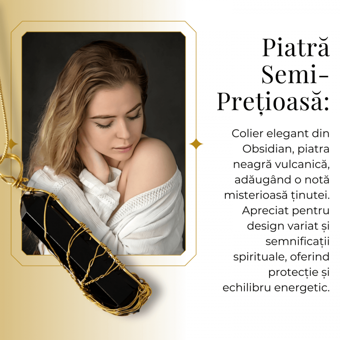 Colier cu Cristal Obsdian si infasurat cu sarma forma Arborele Vietii - Bijuterie Spirituala pentru Femei si Barbati [5]