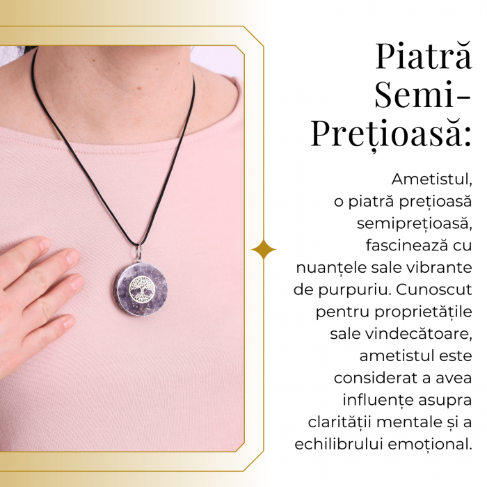 Colier Orgonic Reglabil cu Pietre de Ametist si Simbolul Arborele Vietii [7]