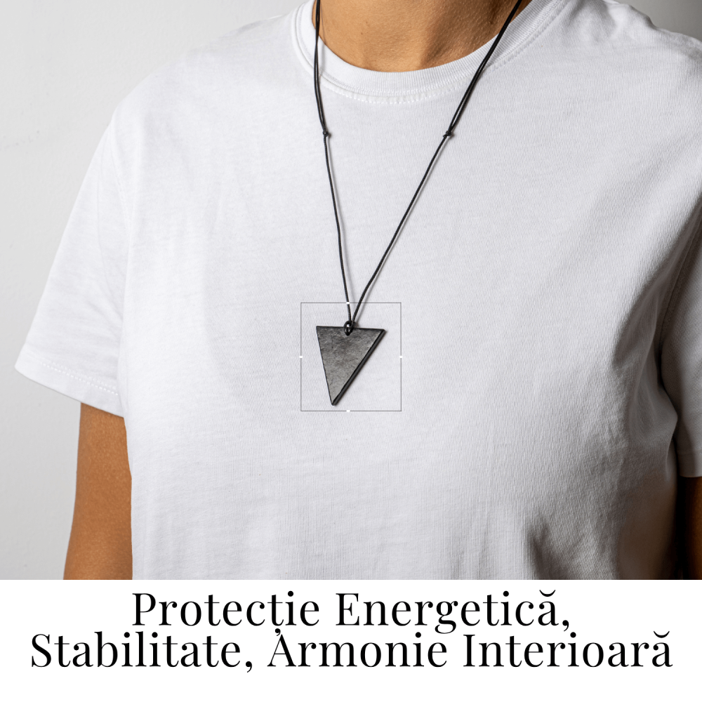 Colier cu Pandantiv Triunghiular din Shungit Natural – Protectie Energetica si Echilibru Interior [2]