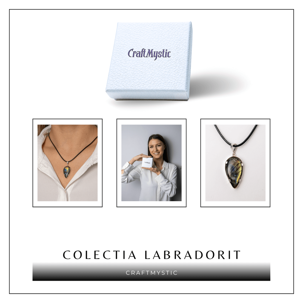 Colier cu Labradorit Natural în Forma de Picatura – Protectie, Intuitie si Stralucire Irizata [8]
