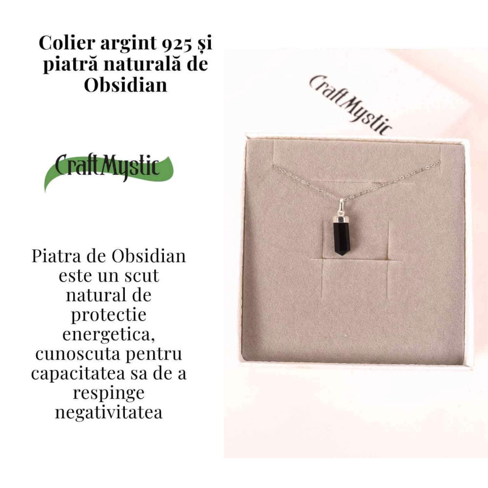 Colier Argint 925 cu Obsidian Natural – Protectie si Claritate Interioara [3]