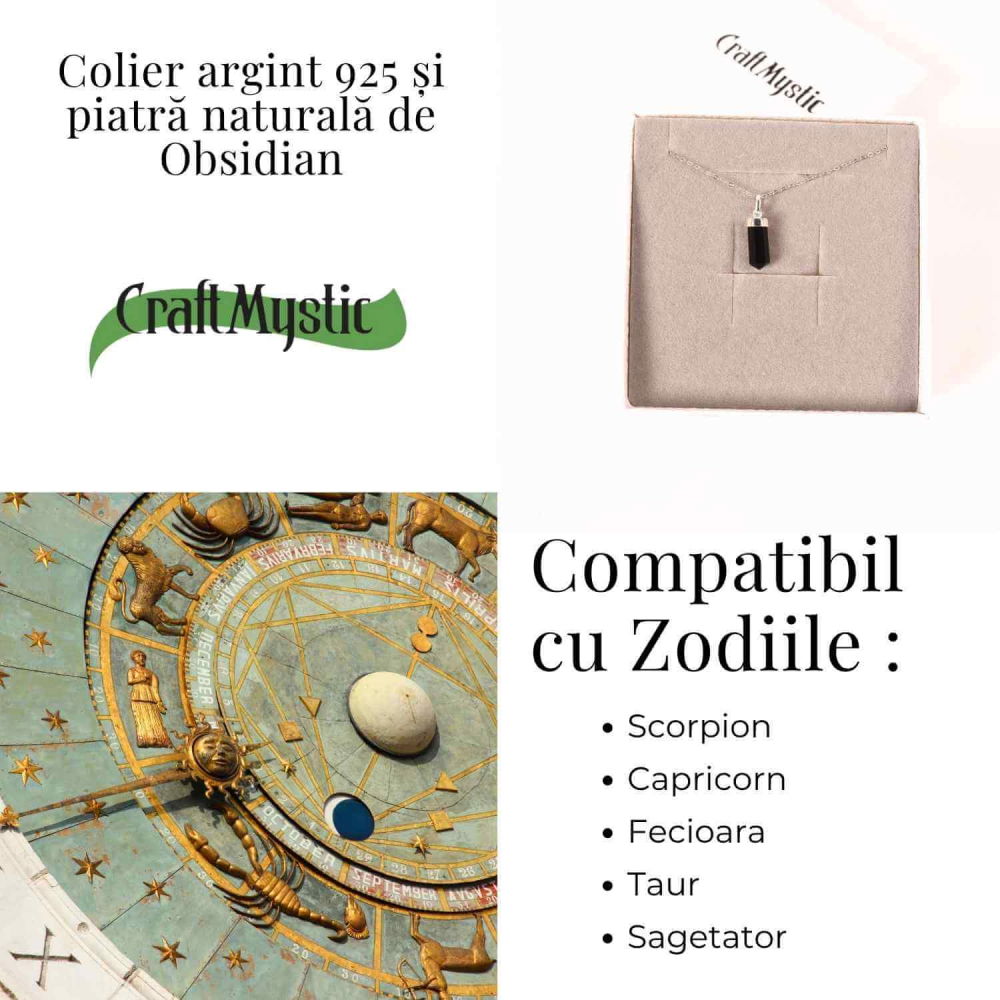 Colier Argint 925 cu Obsidian Natural – Protectie si Claritate Interioara [5]