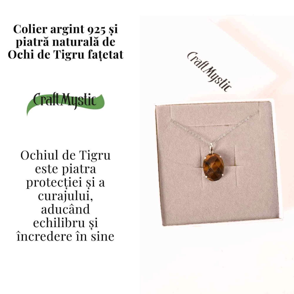 Colier Argint 925 cu Ochi de Tigru Oval fatetat– Protectie, Claritate si Incredere Interioara [3]