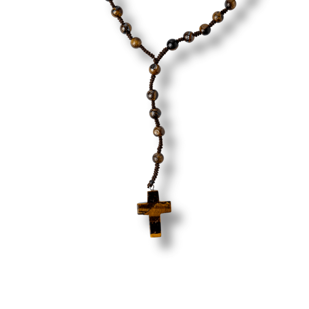 Colier cu Margele din Ochi de Tigru Natural si Pandantiv Cruce – Protectie, Curaj si Forta Interioara [9]