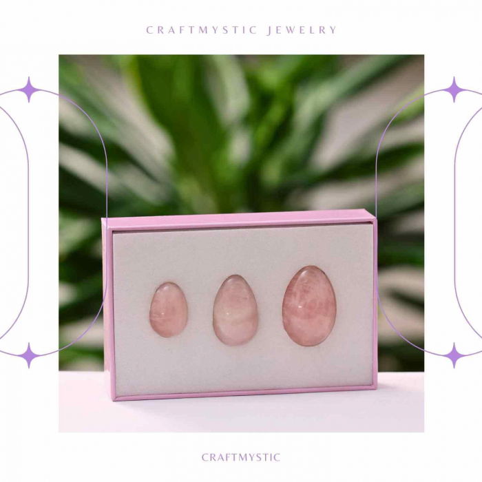 Set 3 Oua Yoni din Cuart Roz – Echilibru și Forță Interioară [5]