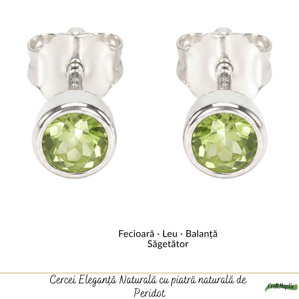Cercei Argint 925 cu Peridot Fatetat Rotund – Prosperitate si Energie Pozitiva [5]
