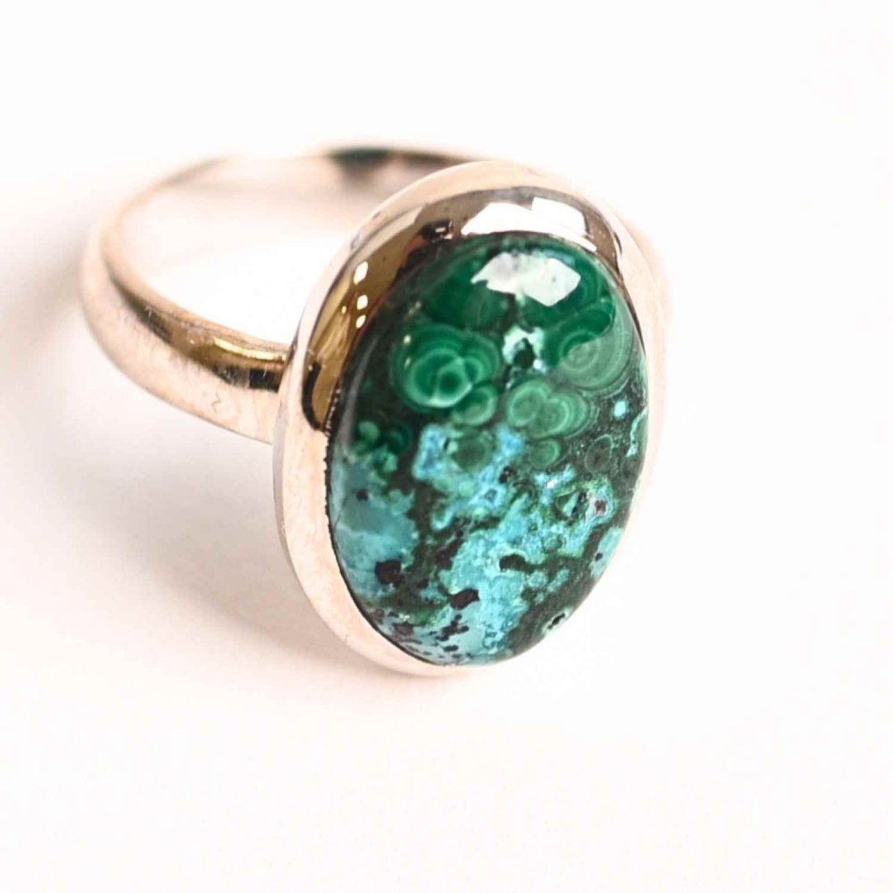 Inel Malachit si Crisocola montura Argint 925 - Protectie si echilibru emotional [1]