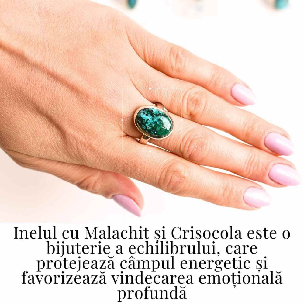 Inel Malachit si Crisocola montura Argint 925 - Protectie si echilibru emotional [2]
