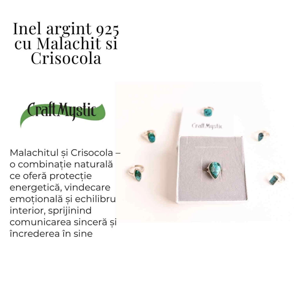 Inel Malachit si Crisocola montura Argint 925 - Protectie si echilibru emotional [3]