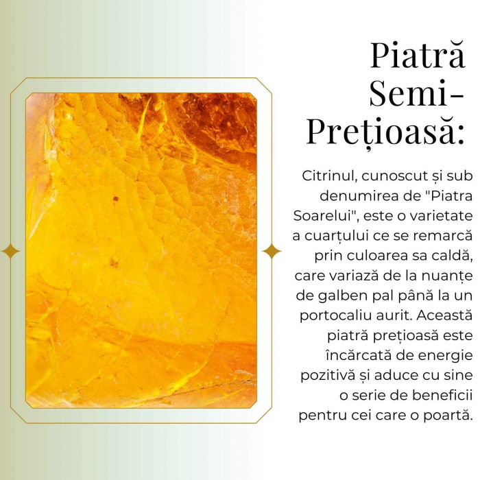 Colier Reglabil cu Pandantiv Argintiu 15mm in Forma Dreptunghiulara cu Citrin Natural Fatetat Qadri- Energie si Prosperitate [8]