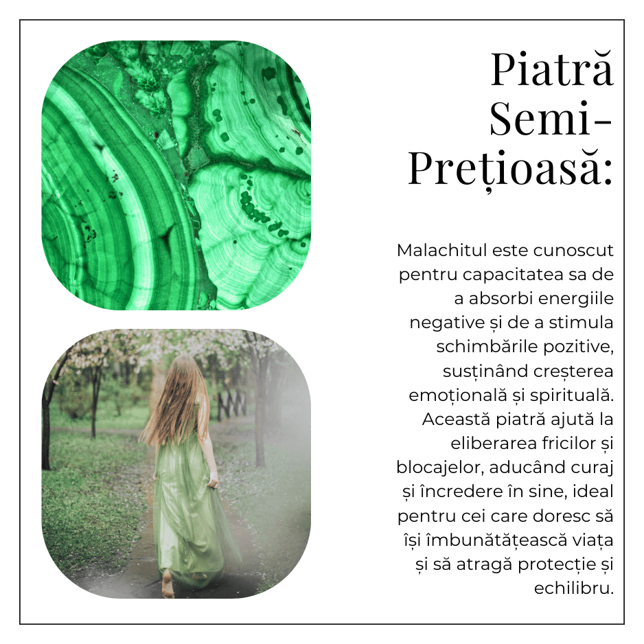 Colier ajustabil cu pandantiv oval din Malachit Natural – Protectie si Echilibru Energetic [8]