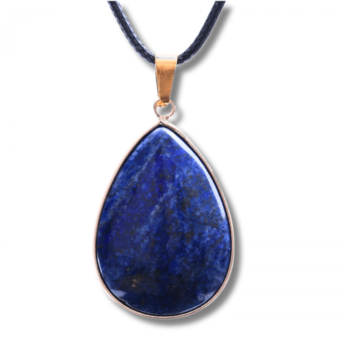 Colier ajustabil cu pandantiv strop de ploaie auriu Lapis Lazuli - Claritate si Intelepciune [1]