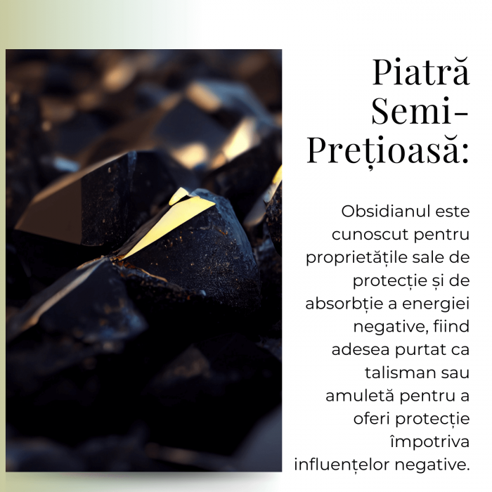 Colier ajustabil cu pandantiv strop de ploaie auriu Obsidian - Protectie si Claritate [8]