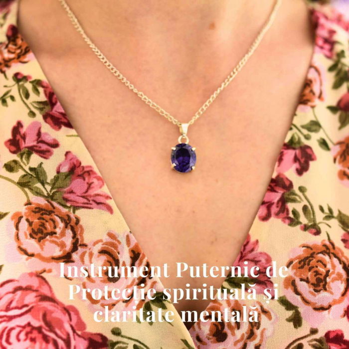 Colier reglabil cu pandativ din Ametist natural oval fatetat- Claritate și Protecție Spirituală [2]