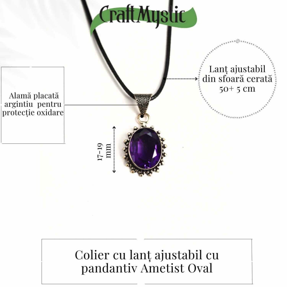 Colier Ametist Fatetat Oval Floare – Eleganta si Calm Interior [5]