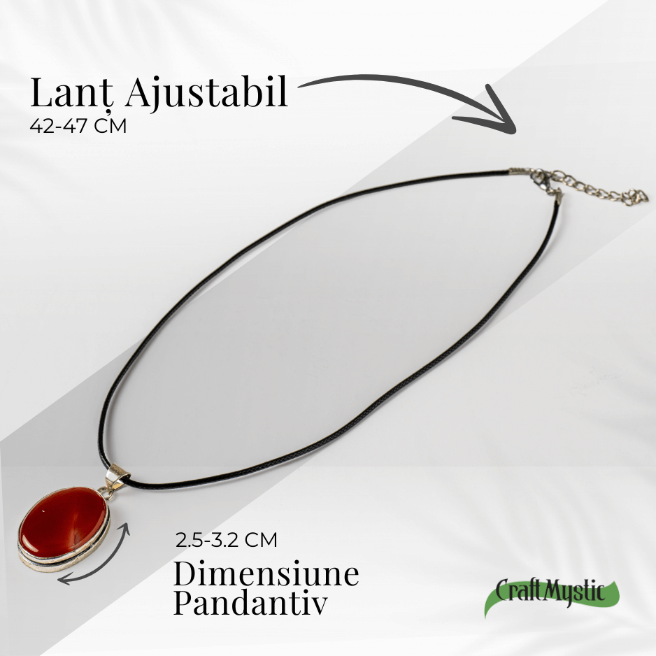 Colier ajustabil cu pandantiv oval din Carneol Natural – Vitalitate si Creativitate [4]