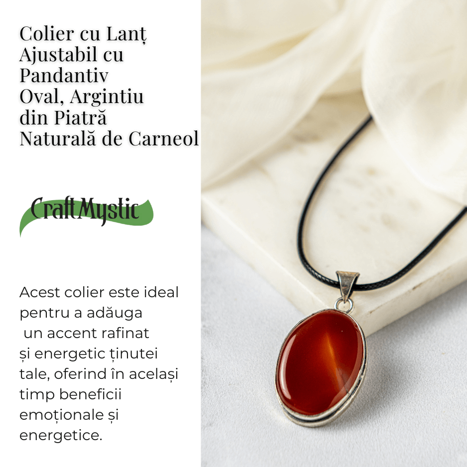 Colier ajustabil cu pandantiv oval din Carneol Natural – Vitalitate si Creativitate [5]