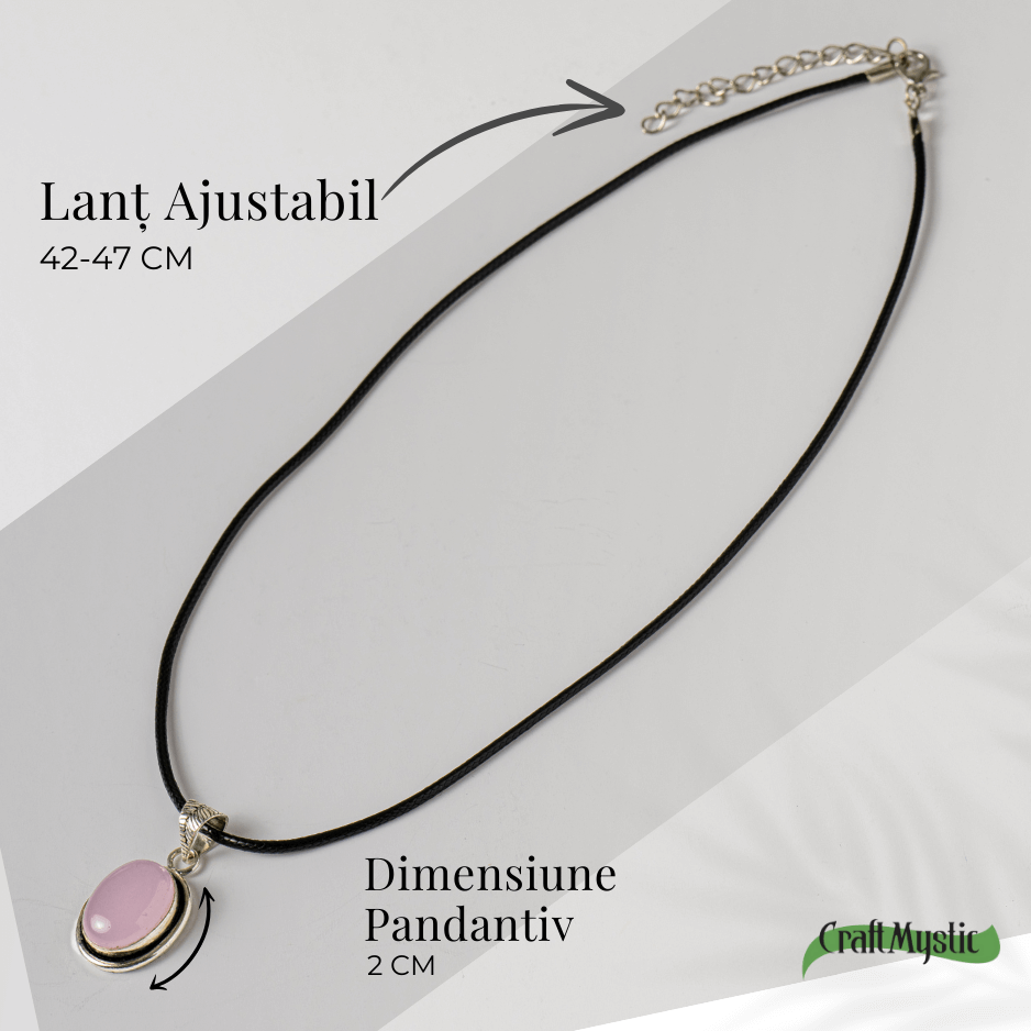 Colier reglabil cu pandantiv oval Cuart Roz – Dragoste si Echilibru Emotional [4]
