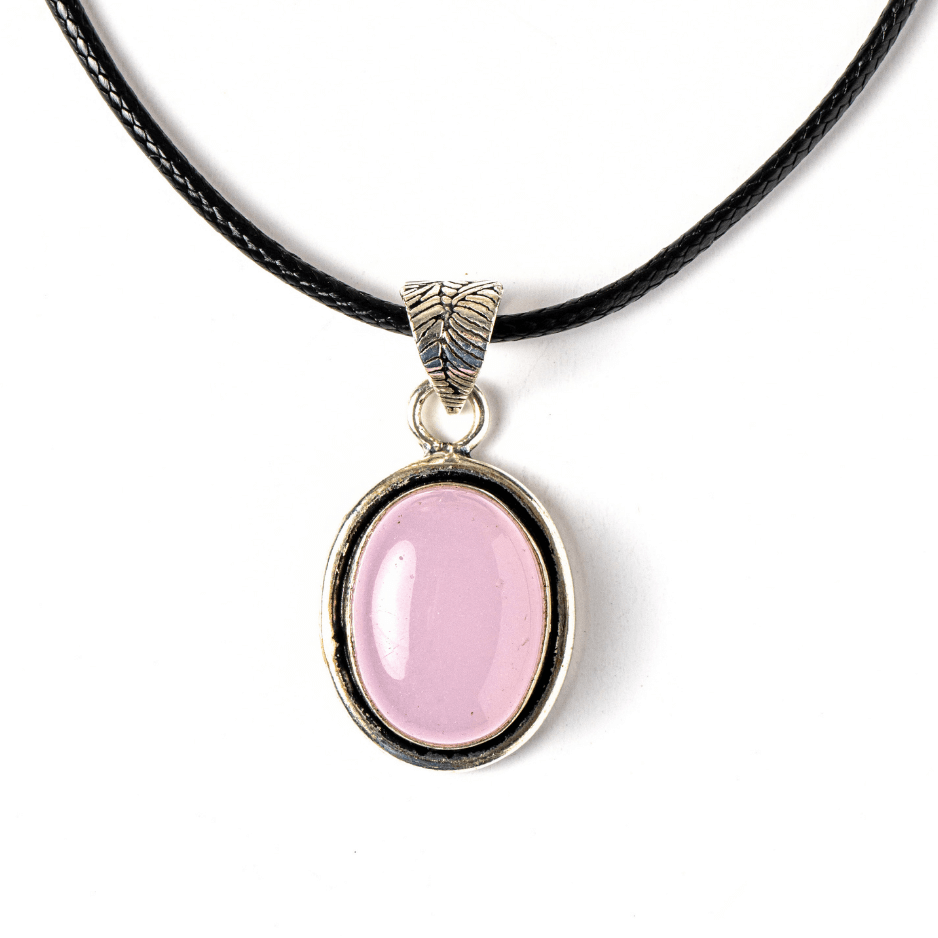 Colier reglabil cu pandantiv oval Cuart Roz – Dragoste si Echilibru Emotional [1]