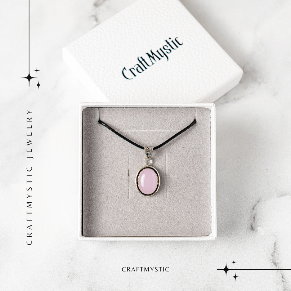 Colier reglabil cu pandantiv oval Cuart Roz – Dragoste si Echilibru Emotional [7]