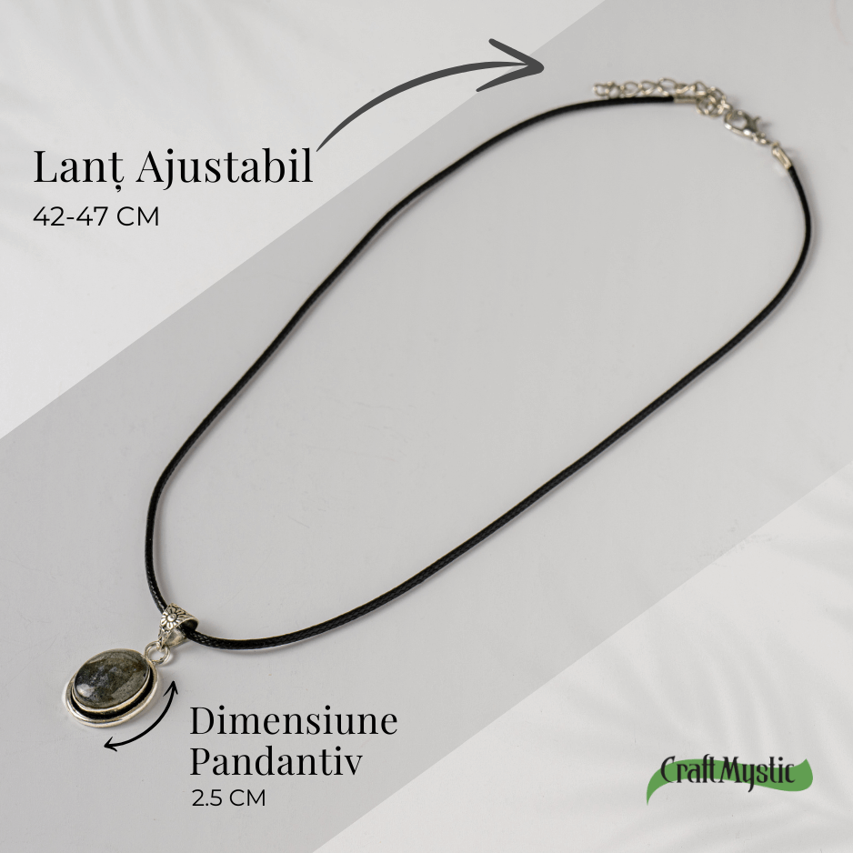Colier ajustabil cu pandantiv oval din Labradorit Natural – Intuitie si Protectie Energetica [4]