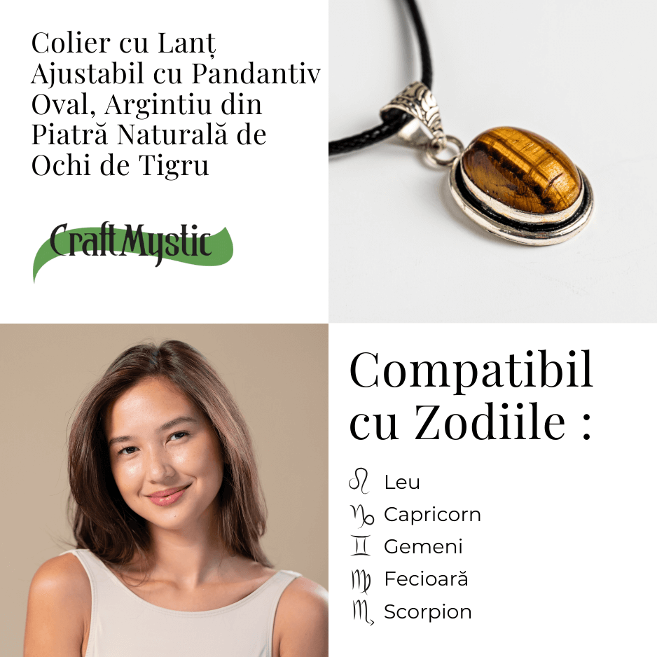 Colier cu pandantiv oval din Ochi de Tigru Natural – Protectie si Curaj [3]