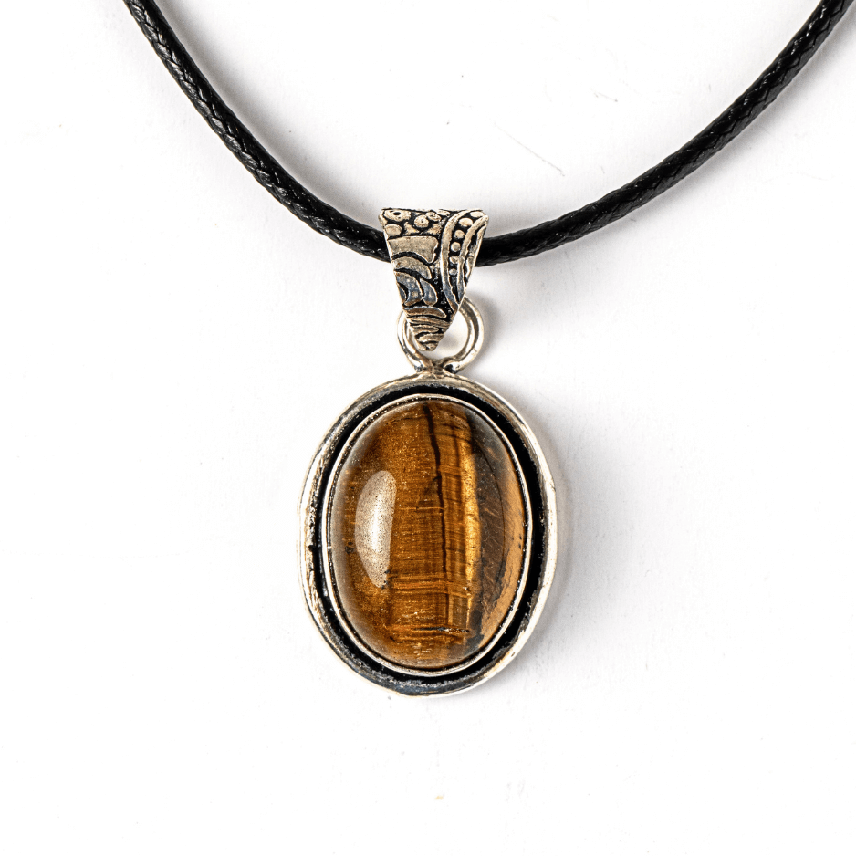 Colier cu pandantiv oval din Ochi de Tigru Natural – Protectie si Curaj [1]