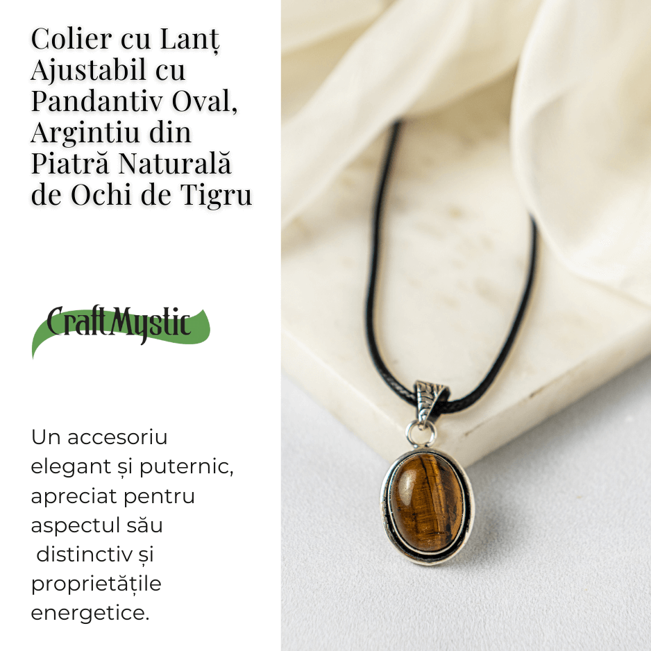 Colier cu pandantiv oval din Ochi de Tigru Natural – Protectie si Curaj [5]