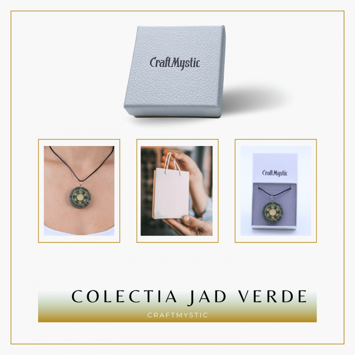 Colier ajustabil cu pandantiv rotund Zibu Jad Verde - Noroc si Armonie [7]