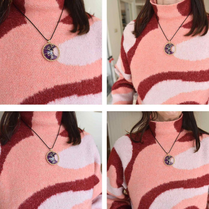 Colier cu pandativ auriu si semiluna din rasina naturala cu piatra de ametist [3]