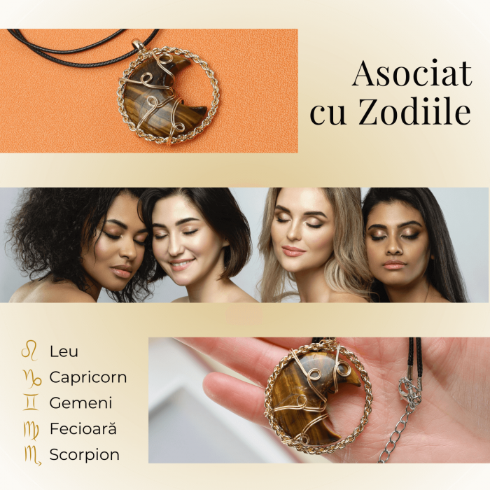 Colier Auriu Elegant in Forma de Semiluna cu Cristal Ochi de Tigru [3]