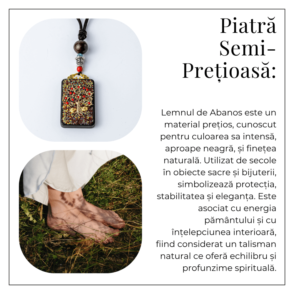 Colier Thangka Nepalez din Lemn de Abanos cu Arborele Vietii – Protectie, Armonie si Renastere Spirituala [6]