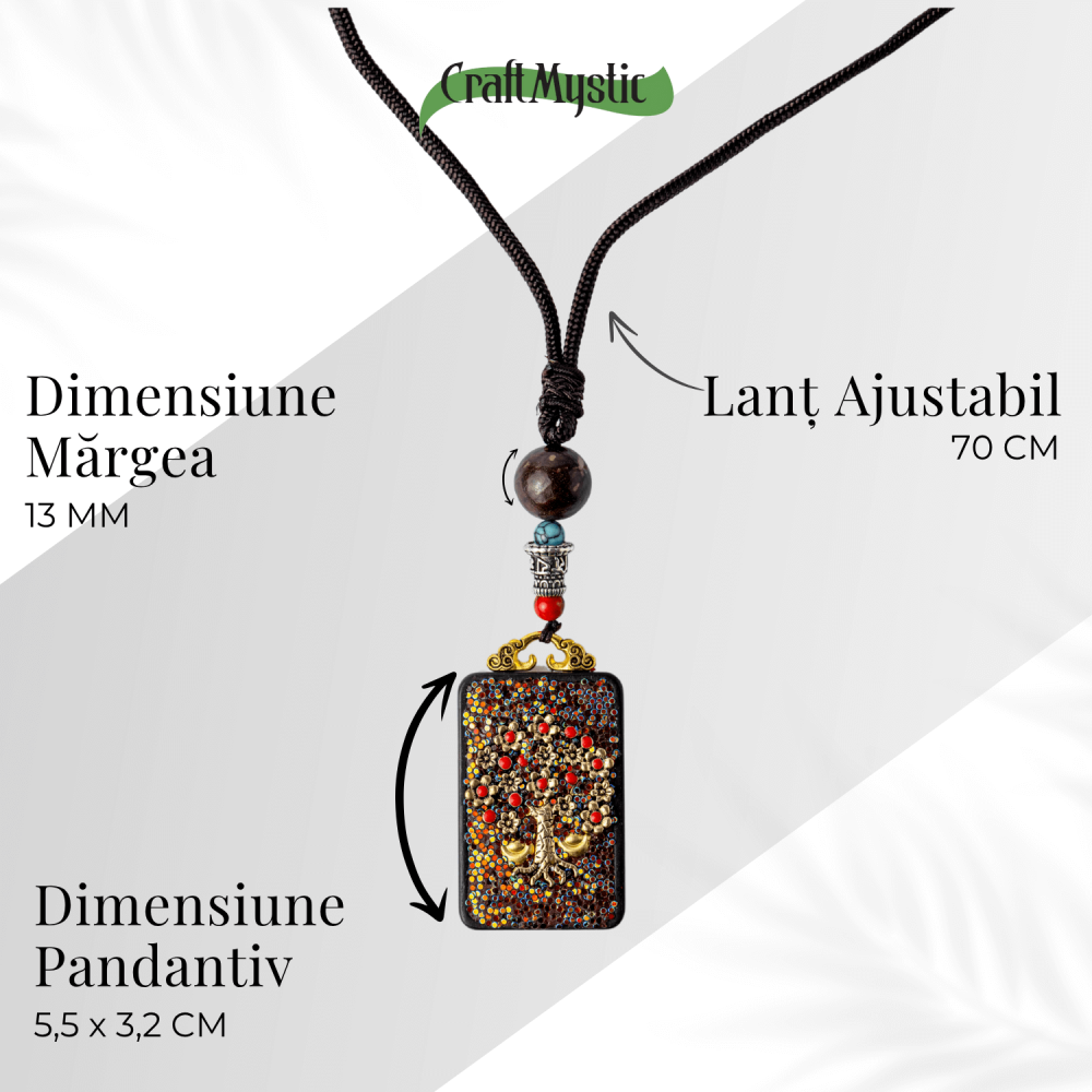 Colier Thangka Nepalez din Lemn de Abanos cu Arborele Vietii – Protectie, Armonie si Renastere Spirituala [4]