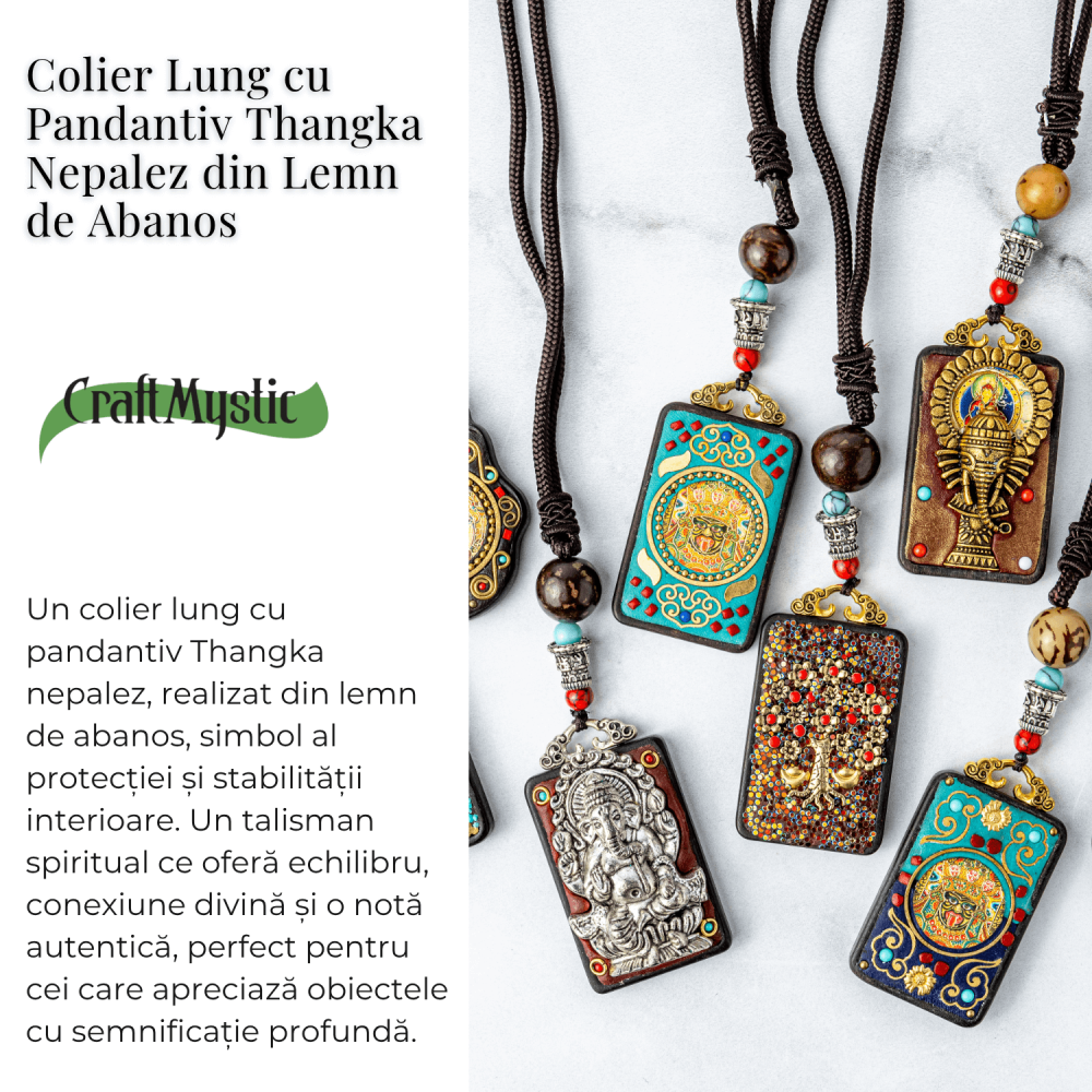 Colier Thangka Nepalez din Lemn de Abanos cu Arborele Vietii – Protectie, Armonie si Renastere Spirituala [3]