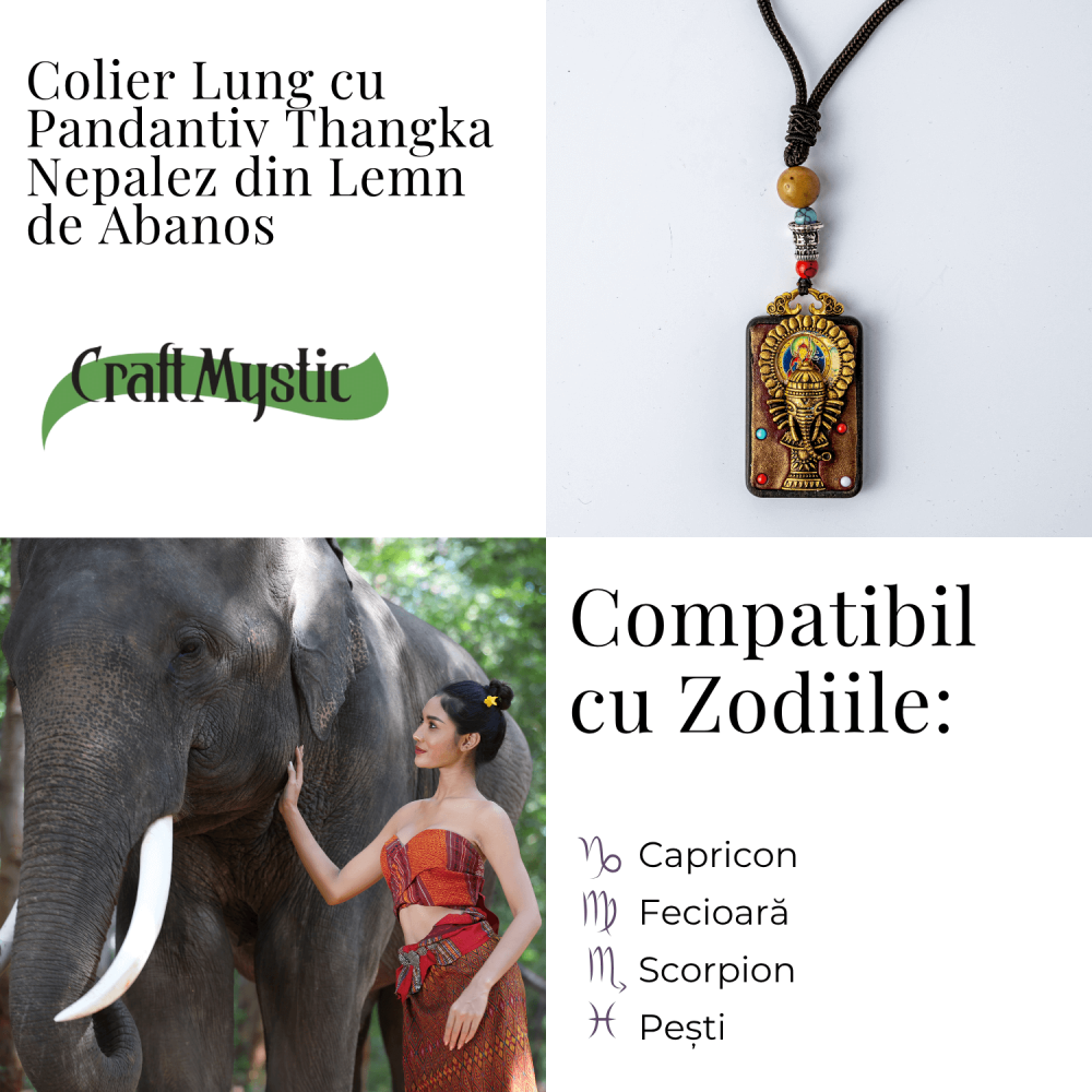 Colier Thangka Nepalez din Lemn de Abanos cu Ganesha – Protectie, Intelepciune si Noi Inceputuri [4]