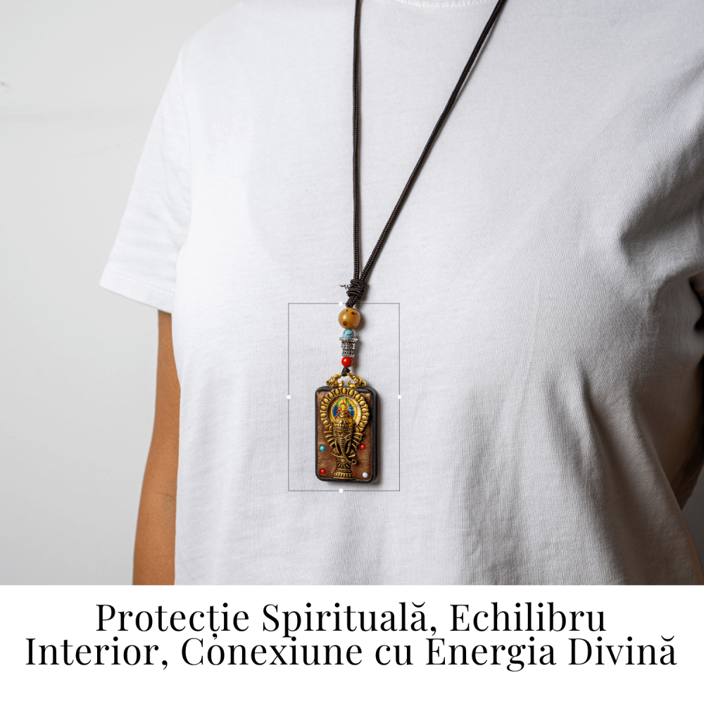 Colier Thangka Nepalez din Lemn de Abanos cu Ganesha – Protectie, Intelepciune si Noi Inceputuri [2]