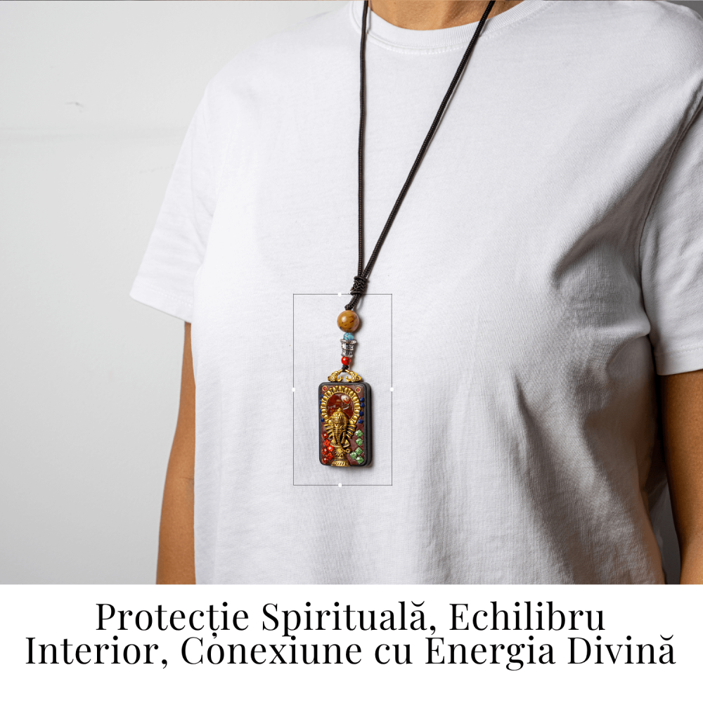 Colier Thangka Nepalez din Lemn de Abanos cu Vasul Abundentei – Protectie Spirituala si Echilibru Interior [2]