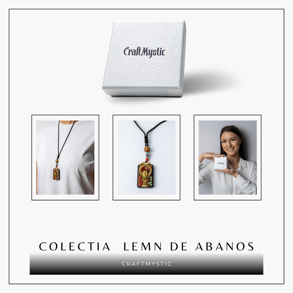 Colier Thangka Nepalez din Lemn de Abanos cu Vasul Abundentei – Protectie Spirituala si Echilibru Interior [8]