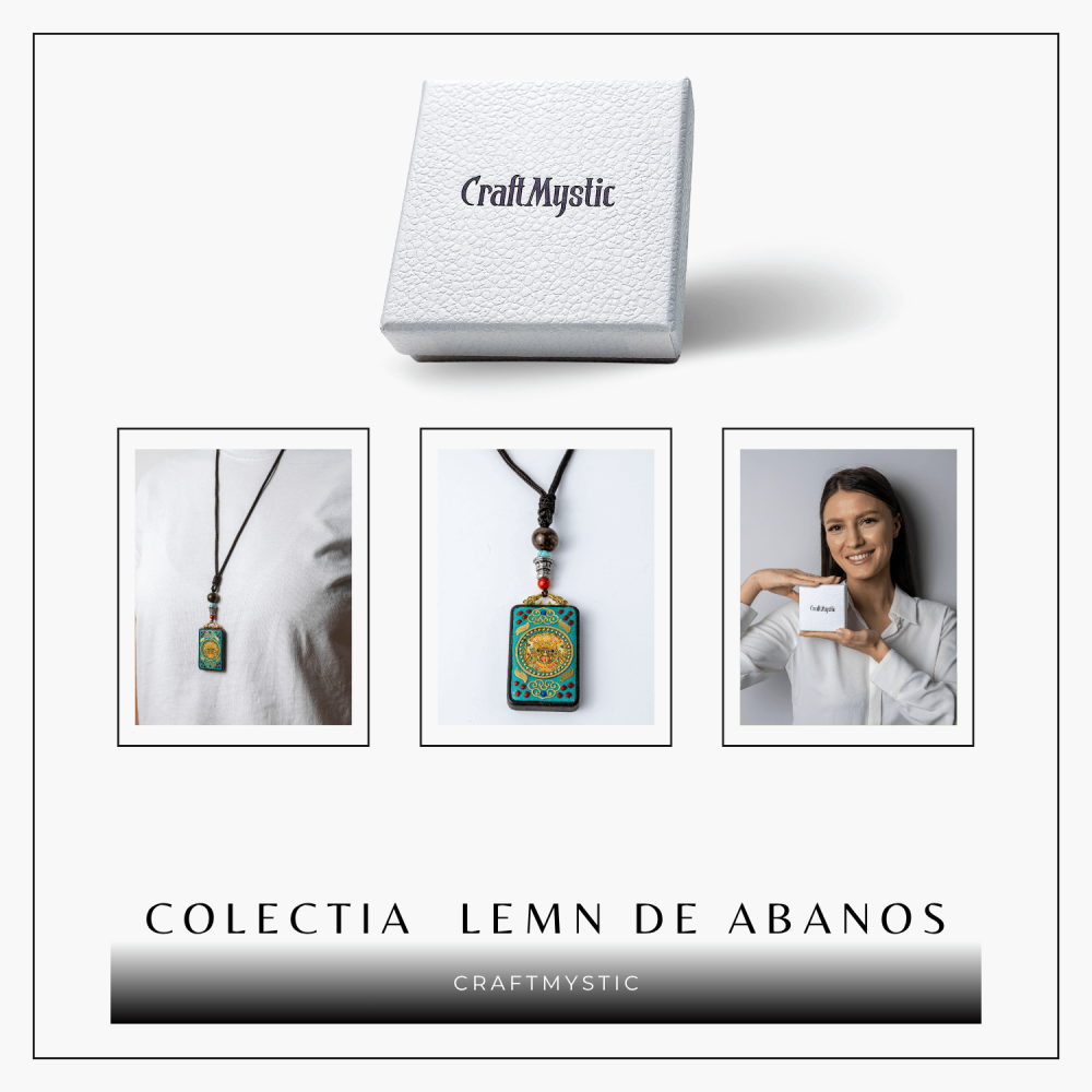 Colier Thangka Nepalez din Lemn cu Leul de Zapada – Curaj, Protectie si Echilibru Divin [8]