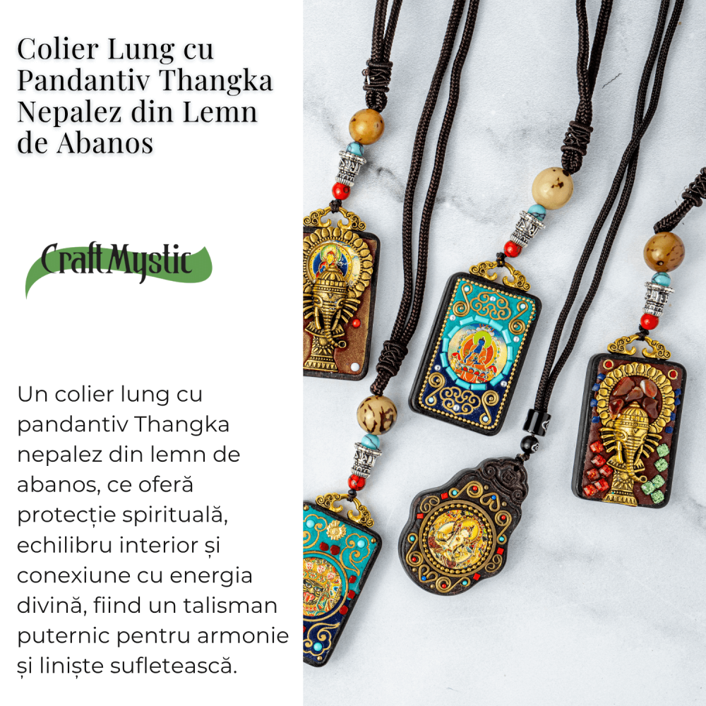 Colier Thangka Nepalez din Lemn de Abanos cu Buddha Shakyamuni – Protectie Spirituala si Claritate Interioara [3]