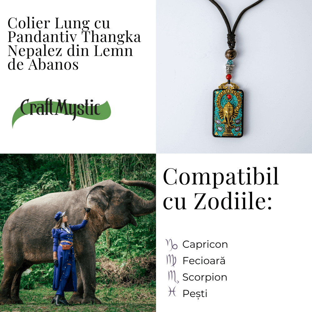 Colier Thangka Nepalez din Lemn de Abanos cu Simbol Ganesha – Protectie Spirituala si Abundenta [5]