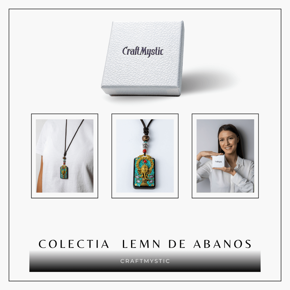 Colier Thangka Nepalez din Lemn de Abanos cu Simbol Ganesha – Protectie Spirituala si Abundenta [8]