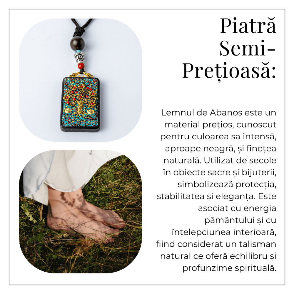 Colier Thangka Nepalez din Lemn de Abanos cu Arborele Vietii – Echilibru, Renastere si Conexiune Divina [6]