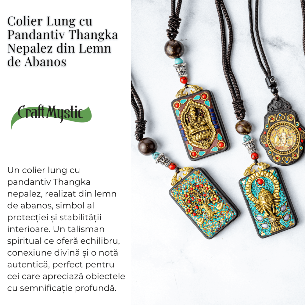 Colier Thangka Nepalez din Lemn de Abanos cu Arborele Vietii – Echilibru, Renastere si Conexiune Divina [3]