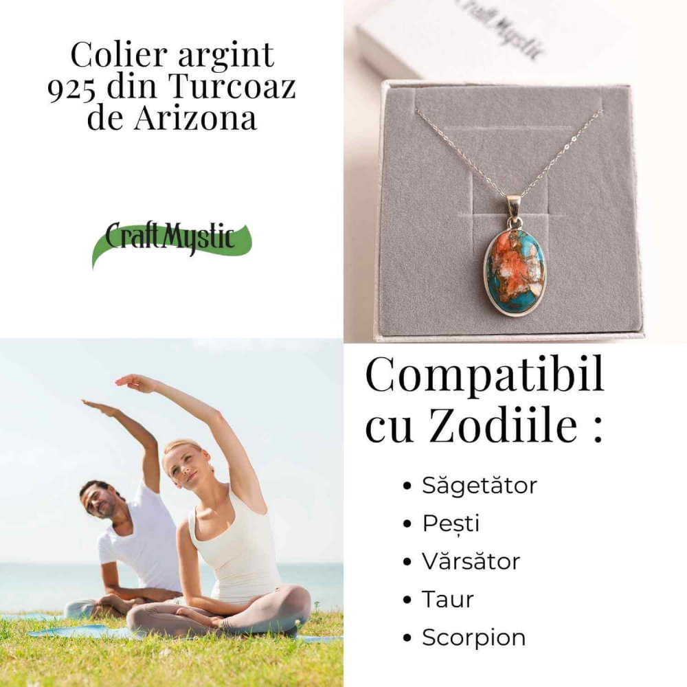 Colier cu turcoaz Arizona si scoica Spiny, montura Argint 925, 8.16 gr – Protejeaza si Echilibreaza [4]