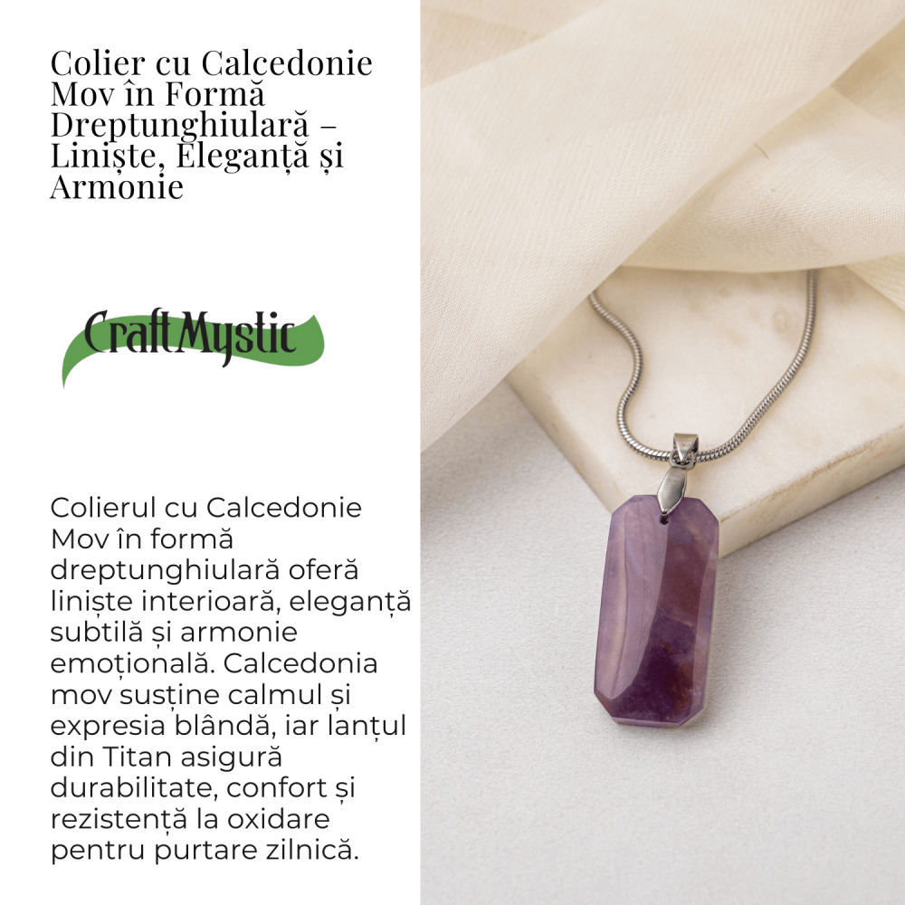 Colier Titanium cu Calcedonie Mov Dreptunghiulara – Armonie, Liniște si Eleganta Subtila [7]